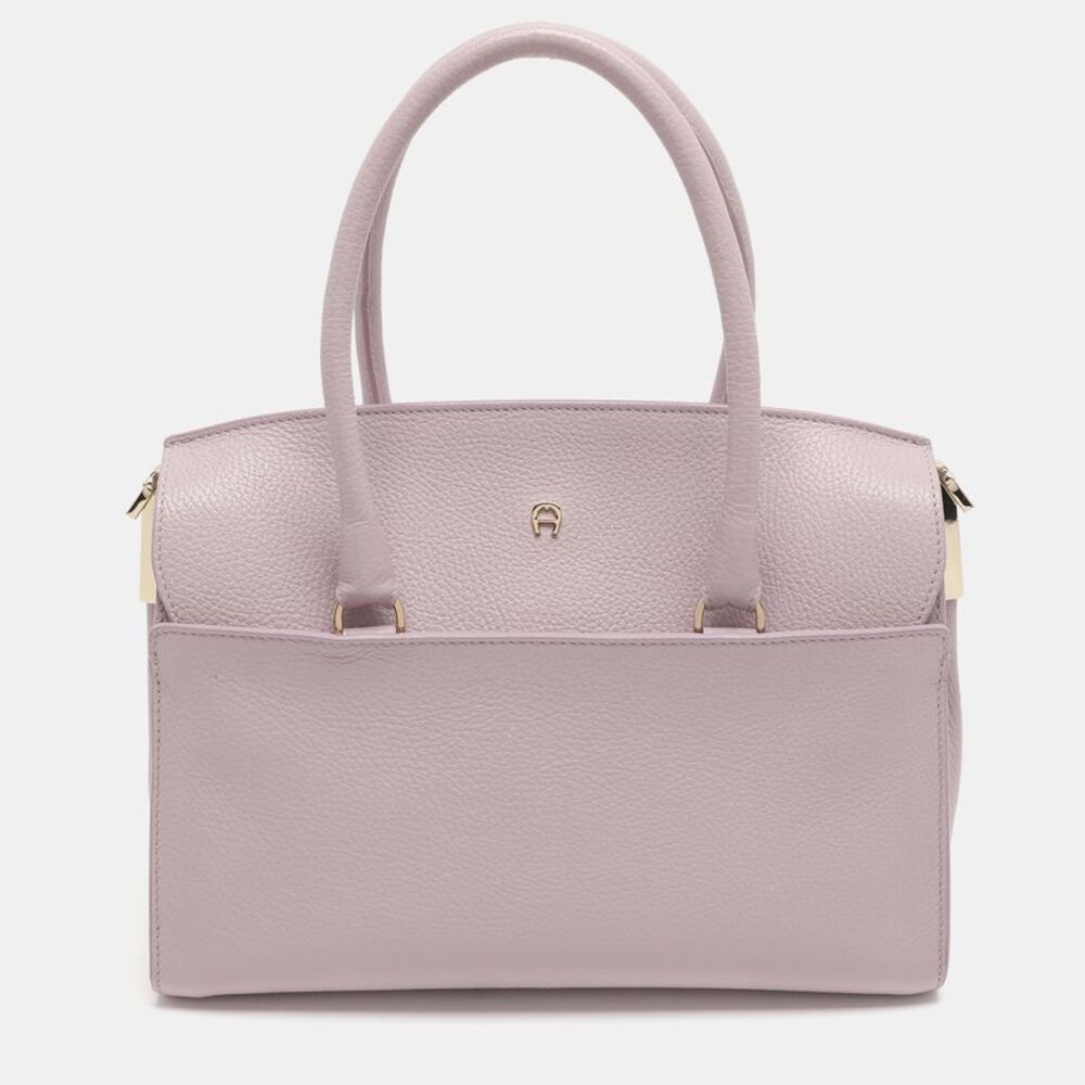 Aigner Pale Mauve Leather Satchel